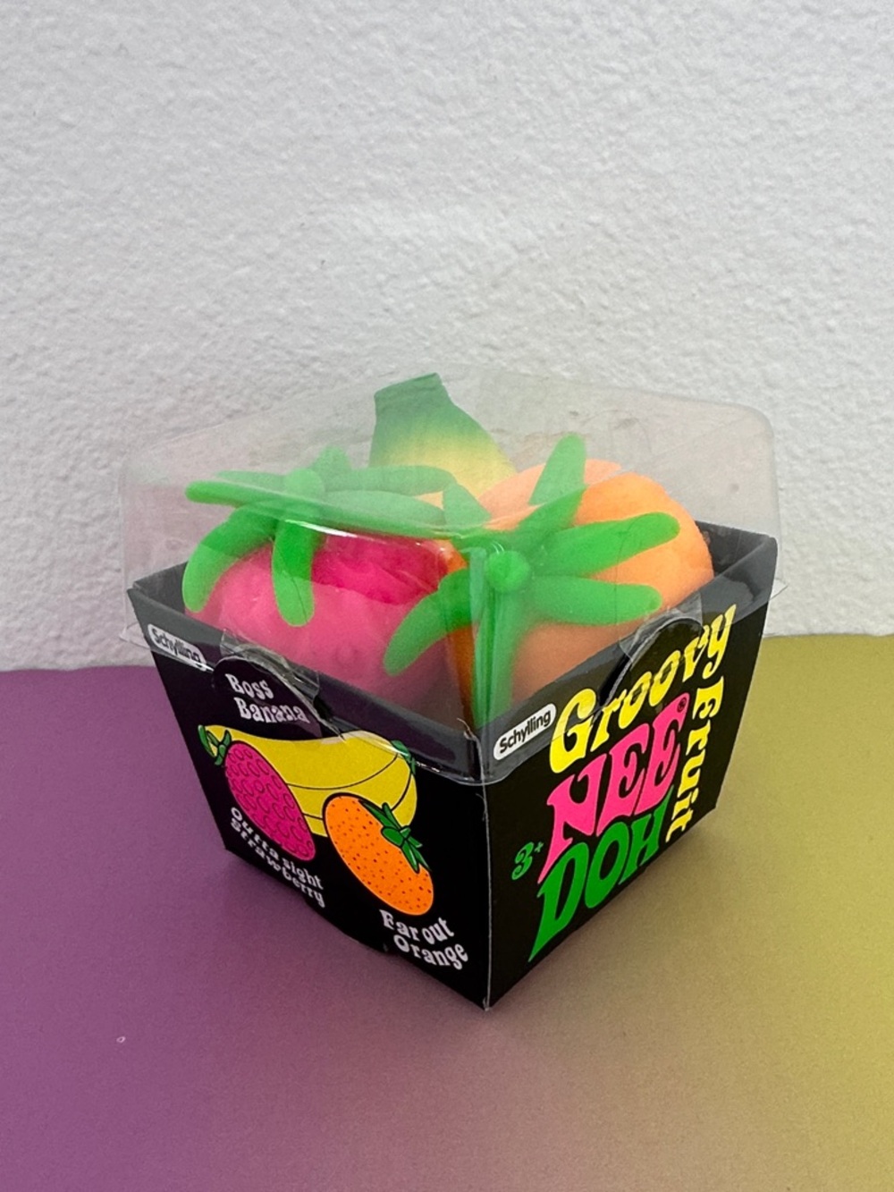 NeeDoh Groovy Fruit Pack Squishy Sensory Schylling Toy -Banana Strawberry Orange